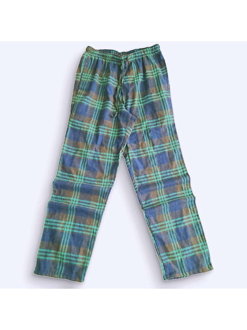 Mint Choco Brown Check Plaid Y2K Wide Leg Vintage Pants (S)